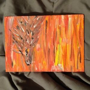 Dragon in Motion 5x7 original painting in acrylic OOAK bright vibrant colors